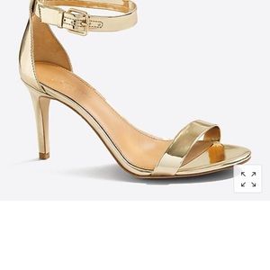 J crew Metallic High Heel Sandals 9.5 Gold NIB